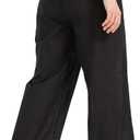 Zylioo Long Linen Pants for Women Tall, Linen Palazzo Pants 32-30 Inseam, Lightweight High Waisted Summer Pants for Ladies (Black)