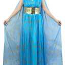 Dragon Queen Costume Chiffon Dress Halloween Cosplay For Women (Women-Large(For Height:5' 7"~5' 9"), Blue)
