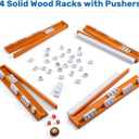 American Mahjong Tile Set, 166 White Tiles & 4 All-in-One Wooden Racks with Pushers, Mah Jongg Game Sets with Blue Mahjong-Themed Carrying Bag