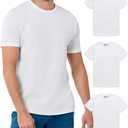 INTO THE AM Men's Plain Tees 3 Pack Multipack - Fitted Crewneck Gym Casual Workout Tshirts Shirts for Men (White/White/White, Large)