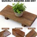 Klunk 3-Piece Waterproof Wood Riser Set Rustic Farmhouse Countertop Organizer for Bathroom Vanity, Perfume, Skincare & Kitchen Spices 1 Large (8.7") & 2 Small (3.6") Display Stands