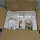 AMZASA Farmhouse Chandelier, 5-Lights Visual Comfort Gold Light, Muted Gold with White Fabric Shade, Linear Island Lighting Fixture for Kitchen, Dining Room