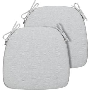 Magpie Fabrics 17"x16"x2" U-Shape Chair Cushions with Ties 2 Count, Outdoor Indoor Waterproof All Weather Seat Pads Decoration for Patio Garden Dining Office - Light Gray