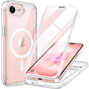 Miracase for iPhone 17e Case & iPhone 16e Case, Full-Body Phone with Built-in Glass Screen Protector, [Magnetic with MagSafe] Military Drop Proof 17 E/ 16 E Cover Bumper 6.1 inch, Clear