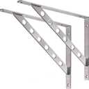 YUMORE 16 inch Stainless Steel Shelf Brackets, Heavy Duty Solid Shelf Support, Max Load: 550lb Corner Brace Joint Right Angle Bracket, Pack of 2 (Silver)