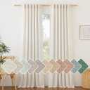 NICETOWN Natural Linen Bedroom Curtains 102 inches Long, Rod Pocket & Back Tab Thick Flax Window Treatments Privacy Assured with Light Filtering for Living Room, W55 x L102, 2 Panels