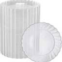 Oasis Creations Premium Hard Plastic Plate Set 100 x 6” Clear Round Plates - Washable & Reusable - Party Supplies For Birthdays, Celebrations, Buffets, Fiestas, Catering & More