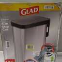 Glad Slim Trash Can with Clorox Odor Protection - Narrow Kitchen Garbage Bin with Soft Close Lid, Step On Foot Pedal and Waste Bag Roll Holder, Stainless Steel, 12 Gallon/45 Liter
