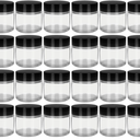 Domensi 32 Pcs 2 oz Glass Jars with Lids Travel Size Round Leakproof Empty Cosmetic Jars with Inner Liners Lid for Storing Makeup Lotions Face Cream Ointments Candle DIY Making (Pea Green)