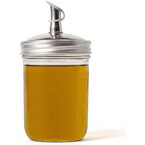 Jarware Stainless Steel Oil Cruet Lid, Wide Mouth Mason Jar Spout Lid