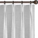 INOVADAY Pinch Pleated Curtains, 100% Light Blocking Linen Pinch Pleat Blackout Curtains for Bedroom, Thermal Insulated Blackout Drapes 2 Panels Set for Living Room - Beige White, W40 x L84