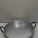 Galvanized Metal Serving Trays with Copper Strip and Iron Black Handles,Farmhouse Tray, Decorative Centerpiece for Coffee Table or Dining Table, Rustic Utility Trays for All Purpose, Round Trays (17")