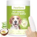 2 x Dog Teeth Cleaning Wipes, Fresh Breath Pet Dental Finger Wipes for Dogs & Cats, Dog Dental Wipes Teeth Wipes, Lick-Safe Pet Toothbrus for Easy Removal of Tartar Buildup, Unscented - 50 PCS