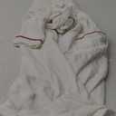 Premium Cotton Robes for Women, Lightweight Mens Robe, Unisex Terry Cloth Bathrobe, Soft Shower Spa Robe, 1 Pcs (White-red)
