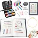 EVOCKAY 2026 New Embroidery Stitch Book Kit - Ideal Cross Stitch & Embroidery Kit for All Skill Levels - Beginner-Friendly Sewing Kit with Instructions & Embroidery Hoop