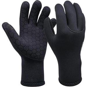 Dizokizo Neoprene Gloves Men Women,3mm Five Finger Waterproof Diving Gloves Thermal Anti-Slip Wetsuit Gloves for Kayaking Snorkeling Surfing and Other Water Sports (Black Large)