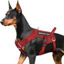 FAYOGOO Tactical Dog Harness for Large Dogs - Dog Harness Escape Proof with Handle - No Pull Military Service Dog Vest with Removable Patches for Walking,Training (Red, M(Chest:22-27"))