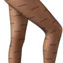 Designer Sheer Pantyhose for Women, Letter Print High Waist Tights with Shaping Control Top, Back Seam Transparent Stockings with Cuban Heel, Sexy Vintage Slimming Nylon Tights