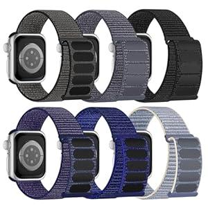 6 Pack Sport Nylon Loop Band Compatible with Apple Watch Band 38mm 40mm 41mm 42mm 44mm 45mm 46mm 49mm for Women Men, Adjustable Breathable Braided Straps for iWatch Series 11/ 10/ 9/ 8/ 7/ 6/ 5/ 4/ 3/ SE/ Ultra