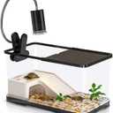 (Tank+Light+Filter+Filter Balls) Turtle Tank Kit, Turtle Tank Starter Kit with Basking Platform, Bottom Drainage, Multi-Function Areas for Amphibian,Reptiles.15.35" x 8.5" x 8.3" Inch