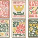 6 Piece Boho Positive Affirmation Wall Art - Motivational Quotes Decor for Bedroom, Living Room & Office - Retro Floral Typography Posters with Unframed, You Are Capable Inspirational Wall Decor