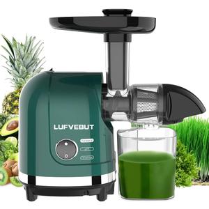 Vegetable Juicer for Celery Wheatgrass Spinach Ginger, Fruit Juicer Machines Slow Masticating Cold Press Juice Extractor Pulp Separated, Quiet Motor, Dishwasher Safe, Easy To Clean, BPA Free (Green)