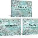 LyerArtork 3 Pieces Office Wall Decor Inspirational Canvas Wall Art Rustic Teal Ability Sign Motivational Quotes Pictures Prints Read to Hang 12x16inchx3