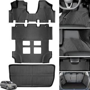 Floor Mats for Honda Odyssey 2011 2012 2013 2014 2015 2016 2017, Custom Fit TPE All Weather Protection Floor Liners, Non-Slip Waterproof Cargo Liner