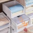 5XL Stackable Plastic Storage Basket,Closet Storage Bins for Clothes Sweater Organizer for Closet Folding Closet Organizers and Storage Closet Shelf Storage Container for Cupboard Bedroom, 17"L x 13"W x 9.6"H