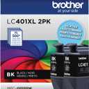 Brother Genuine LC401XL 2PK High Yield 2-Pack Black Ink Cartridges