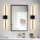 Wall Sconces Set of Two, Black Modern Wall Sconce Light for Bathroom, Living Room, Bedroom, Hardwired 3000K 28''