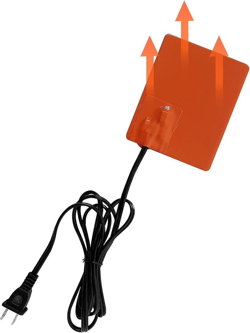 Engine Block Heater Oil Pan Heater Pad with Thermostat 120V 150W 4 X 5 Inch 3M Self-adhesive Metal Surface Dipstick Engine Block Gear Box Heater Silicone Heating Pad with 68 Inch Power Cord