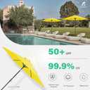 JEAREY 7.5FT Patio Umbrella Market Table Umbrella with 6 Sturdy Ribs, Push Button Tilt/Crank Outdoor Umbrella for Garden, Deck, Backyard, Pool and Beach,Yellow