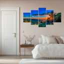 New Mexico Canvas Wall Art New Mexico Landscape Wall Decor Mountains Picture Print Nature Poster Painting Framed Office Home Living Room Bedroom Decoration 5 Panel(60''Wx32''H), 60L" x 32W"