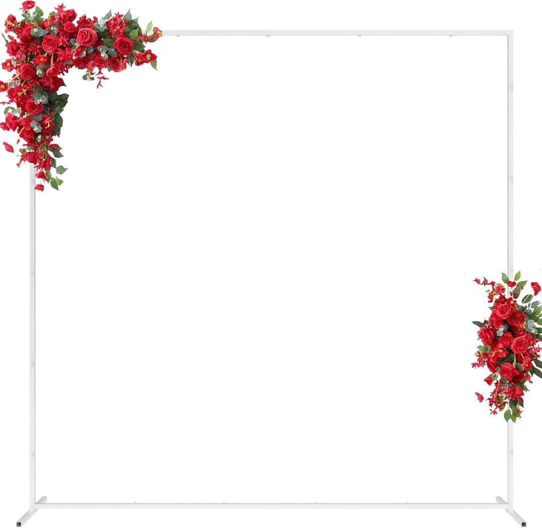 6.6FT x 6.6FT White Wedding Arches for Ceremony Rectangular Metal Balloon Arch Stand Kit Garden Floral Square Arch Frame Background for Anniversary Birthday Party Bridal Shower Decoration Home Decor