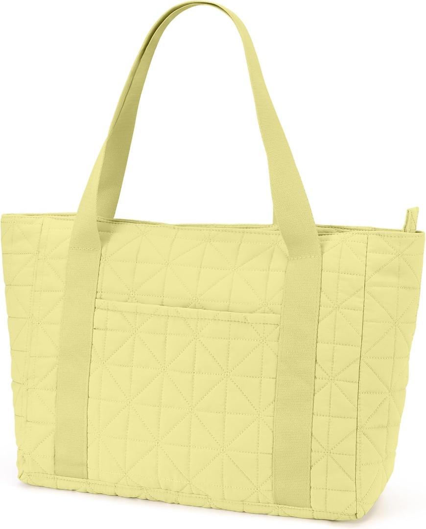 Tote Bag for Women, Puffer Work bag with Zipper, Quilted tote bag, Magnetic Pocket, Purse for Travel, Gym, College