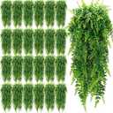 XunYee 28 Pcs Artificial Hanging Plants 32 Inch Plastic Fern Vine Fake Greenery Plant Faux Eucalyptus Vine for Wall Room Wedding Indoor Outdoor Decor, No Baskets (Boston Fern,Greenery,Eucalyptus)