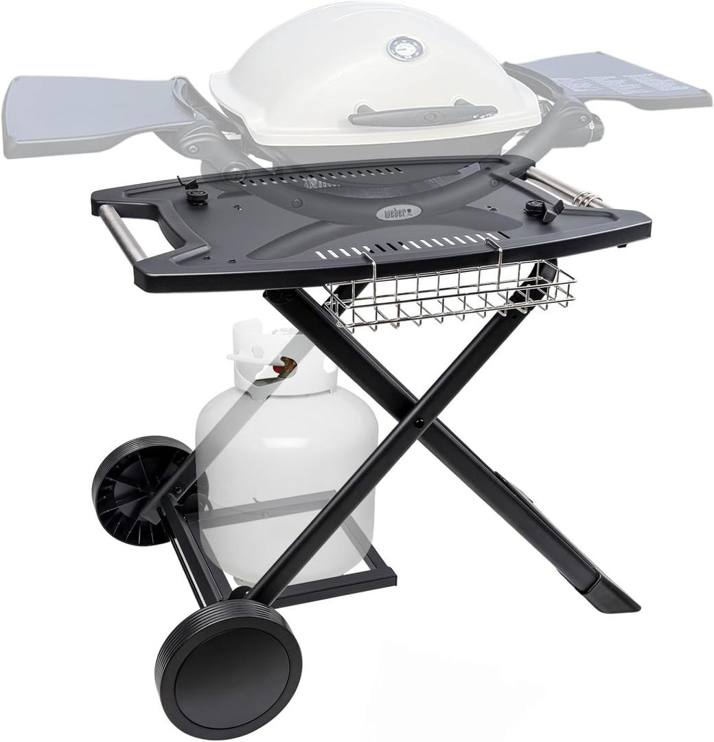 Portable Cart for Weber Q1200, Q1000, Q2200, Q2000, Q2400, Folding Cart for Outdoor BBQPortable Stand for Weber Q Series Gas Grills and Ninja Woodfire OG700 Series