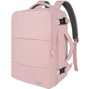 Taygeer Travel Backpack for Women, Carry On Backpack with USB Charging Port & Shoe Pouch, TSA 15.6inch Laptop Mochila Flight Approved, Nurse Bag Casual Daypack for Weekender Business Hiking, Pink