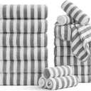 Smuge 17 Pcs Bath Towel Set, Include 6 Bath Towel Sheets, 6 Hand Towels and 6 Washcloths - Highly Absorbent Quick Dry Microfiber,Ultra Soft Bathroom Towel Set with Hanging Loop - Light Gray