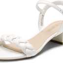 DREAM PAIRS Women's Low Heels for Women Braided Open Toe Ankle Strap Block Chunky Heel Sandals Holiday Party Wedding Dress Pumps Shoes,Size 7.5,White,SDHS2301W