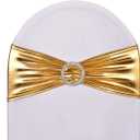 50pcs Metallic Golden Stretch Spandex Chair Sashes with Buckle for Christmas Wedding Party Banquet Celebration Baby Shower Events Birthday Decoration Anniversary Ceremony Reception