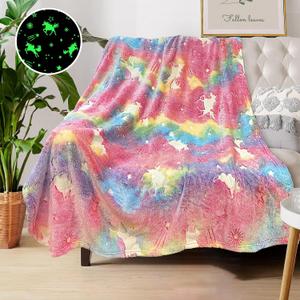 Unicorn Glow in The Dark Blankets for Girls, Kids Blankets for Baby/Toddler, Unicorns Gifts for Girls Age 1-12, Soft Fleece Blanket 40"x 50"