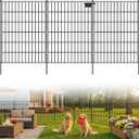 Toolterritary 10 Panels No Dig Decorative Garden Fence with Gate, 40in(H) x 25ft(L), Dog Fence Outdoor for Yard - Rustproof Metal Animal Barrier Fencing for Patio, Flower Bed, Ideal for Dogs, Rabbits