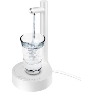 Desktop Water Bottle Dispenser, Smart Table Water Pump with 7 Level Quantitative Portable Detachable USB-C Charging for 5 Gallon Bottle, Application Home, Office, Camping, Travel (White)