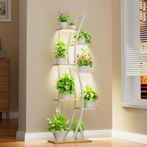 MJOMKN Wooden Plant Stand, Brown