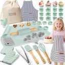 Ultimate Baking Kit for Kids - 38 Piece Kitchen Tools, Food Grade Silicone, BPA/BPS Free - Real Cooking Set for Ages 8-12 - Girls Boys Birthday Stocking Stuffer - Sage Green