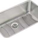 Elkay ELUH281610DBG Gourmet Lustertone Stainless Steel 30-1/2" x 18-1/2" Single Basin Undermount Kitchen Sink with 10" Depth, Rounded Basin Corners, Bottom Grid and Drain - Stainless Steel