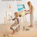 Foldable & Adjustable Art Easel Stand, Wooden Easel Art Easel for Painting Adult Artist Easel Stand for Painting Easle Floor Standing,Wood Easel Stand for Display Canvas Home Studio Classroom,Natural, 59 inches