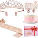 69th Birthday Decorations for Women, Including Birthday Sash, Crown/Tiara, Candles, Cake Topper, 69 Year Old Gifts for Women